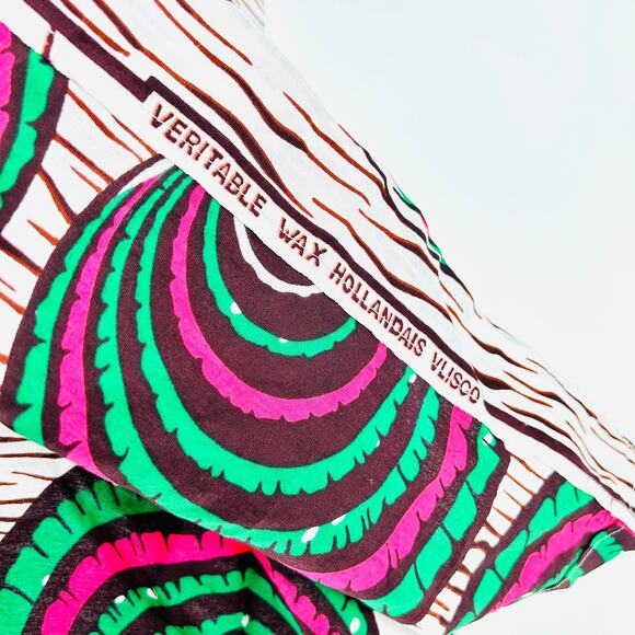 Handmade Dutch Wax Vlisco Green Pink Psychedelic Print African Tunic Shirt - Picture 5 of 8